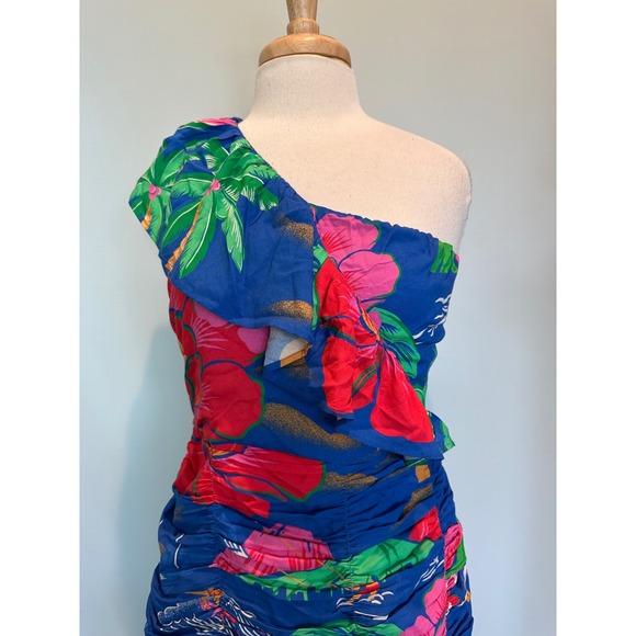 FARM Rio for Anthropologie One Shoulder Maxi Dress Floral Tropical Size Small - Picture 10 of 13